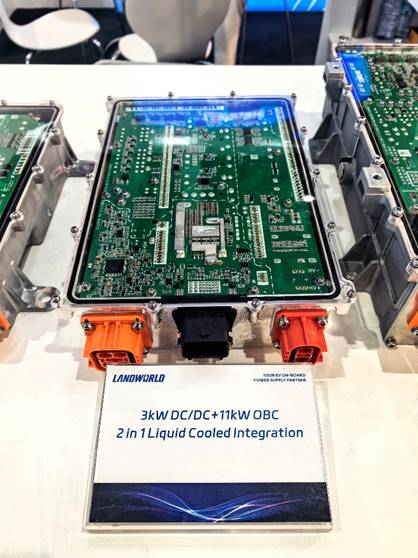Landworld 11kW OBC and 3kW DC/DC 2-in-1 product displayed at IAA TRANSPORTATION 2026