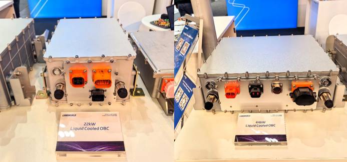 Landworld 22kW and 44kW on-board chargers displayed at IAA TRANSPORTATION 2026